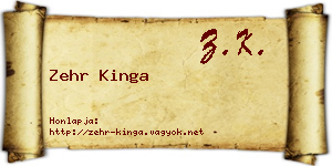 Zehr Kinga névjegykártya